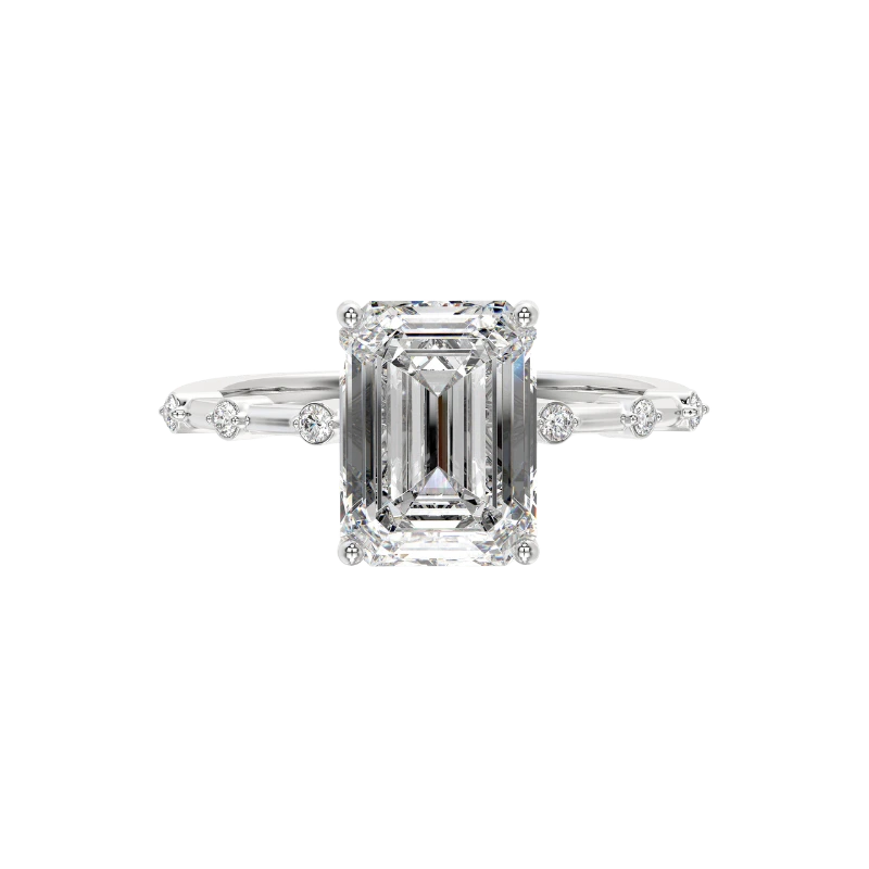 Emerald Starlight: 2.85 ct Lab-Grown Diamond Ring in White Gold with Side Accents