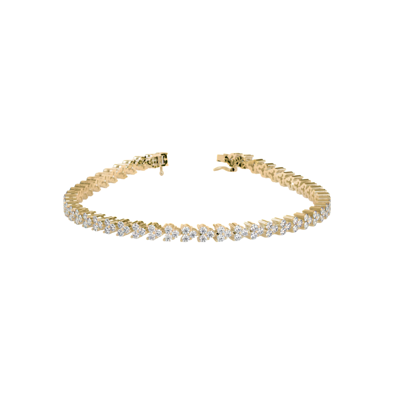 Cluster Trinity Leaf Diamond Bracelet For Women
