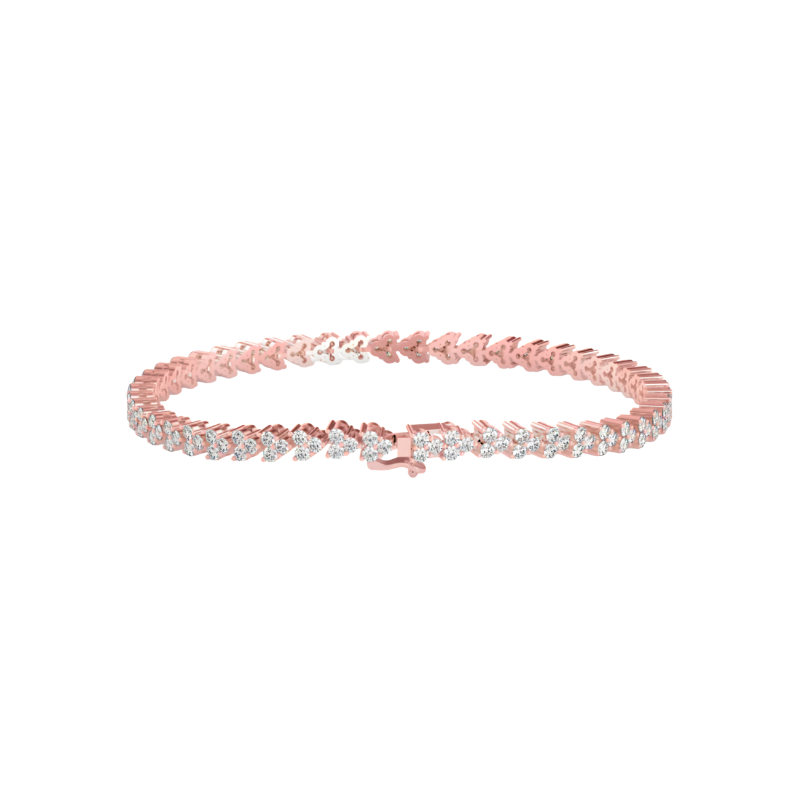 Cluster Trinity Leaf Diamond Bracelet For Women