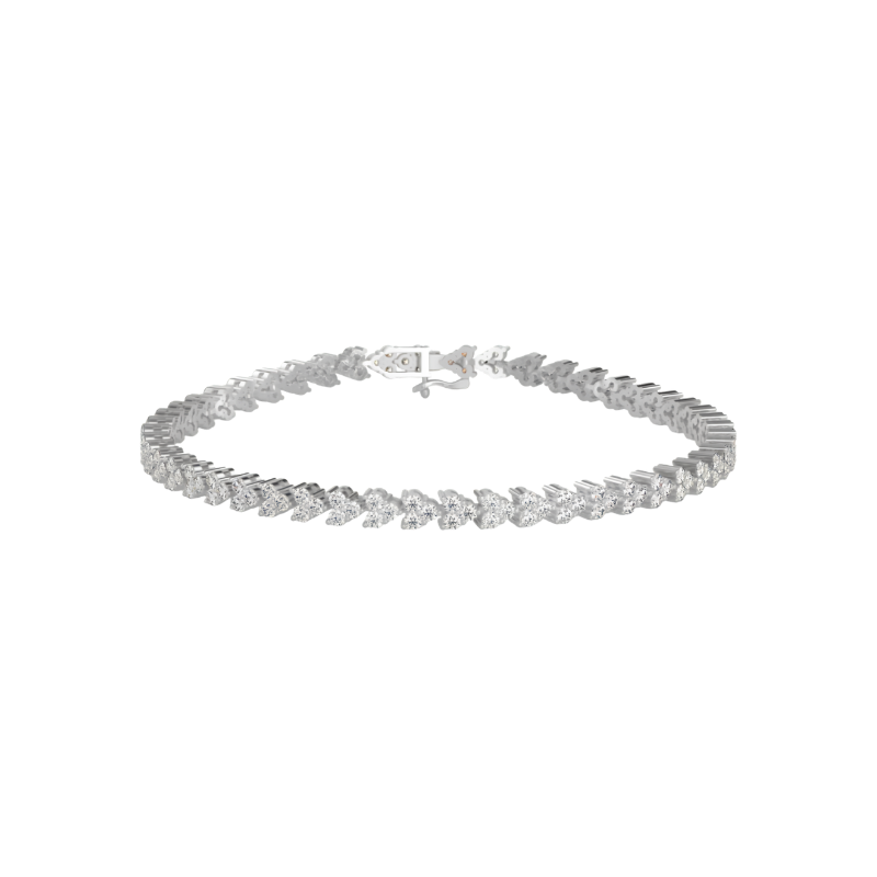 Cluster Trinity Leaf Diamond Bracelet For Women
