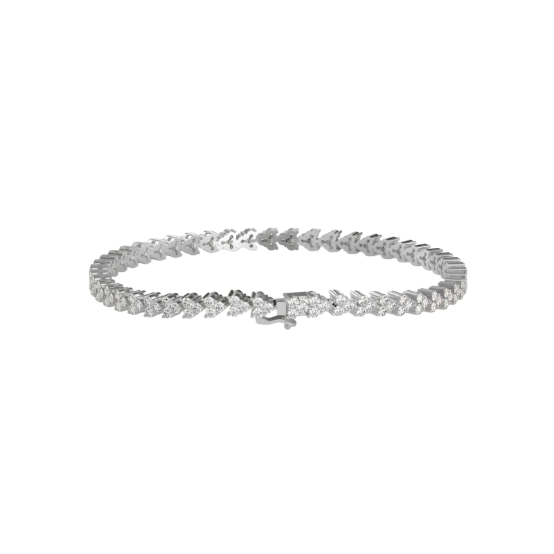 Cluster Trinity Leaf Diamond Bracelet For Women
