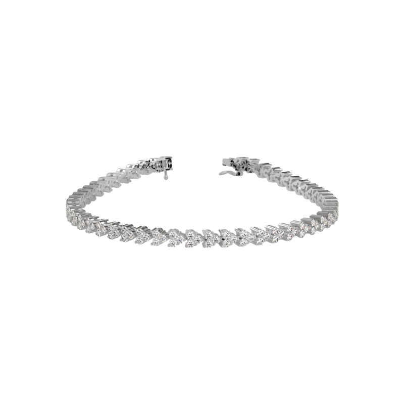 Cluster Trinity Leaf Diamond Bracelet For Women
