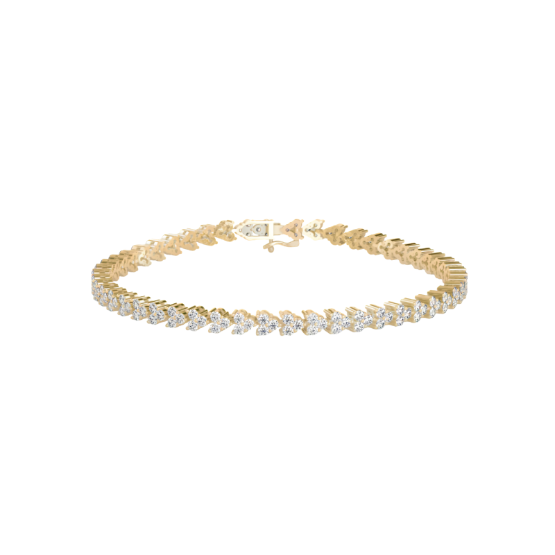 Cluster Trinity Leaf Diamond Bracelet For Women
