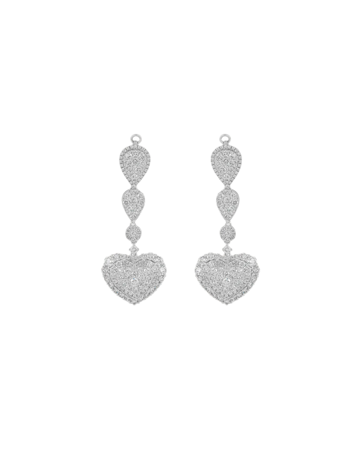 18K white gold heart diamond earrings, luxury heart drop earrings Dubai, custom diamond earrings EVA GEMS, romantic diamond jewelry Dubai, best diamond earrings UAE, heart-shaped diamond earrings 4.72 carats, fine jewelry EVA GEMS Dubai