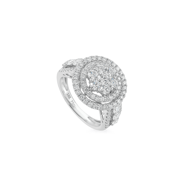 18K rose gold diamond ring with 1.84 carats diamonds, luxury jewelry by EVA GEMS, elegant diamond ring for women, VS-SI clarity diamond ring, F-G color diamond jewelry, high-polish 18K rose gold jewelry, handmade diamond ring with 83 diamonds