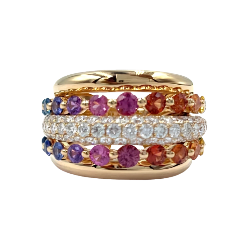 Multi Color. Sapphire Diamond Ring
