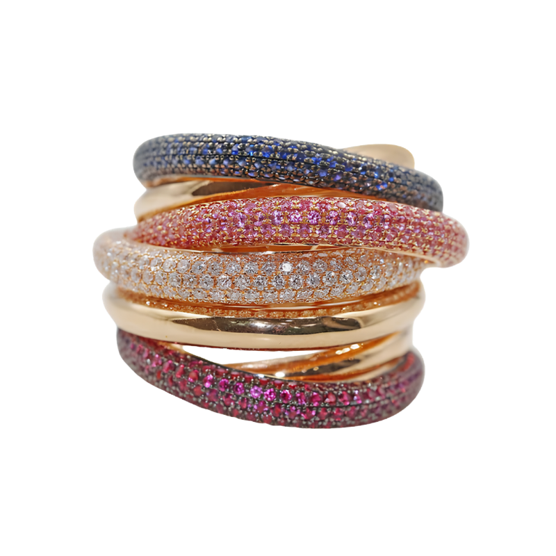 Multi Sapphire Cross Ring For Women