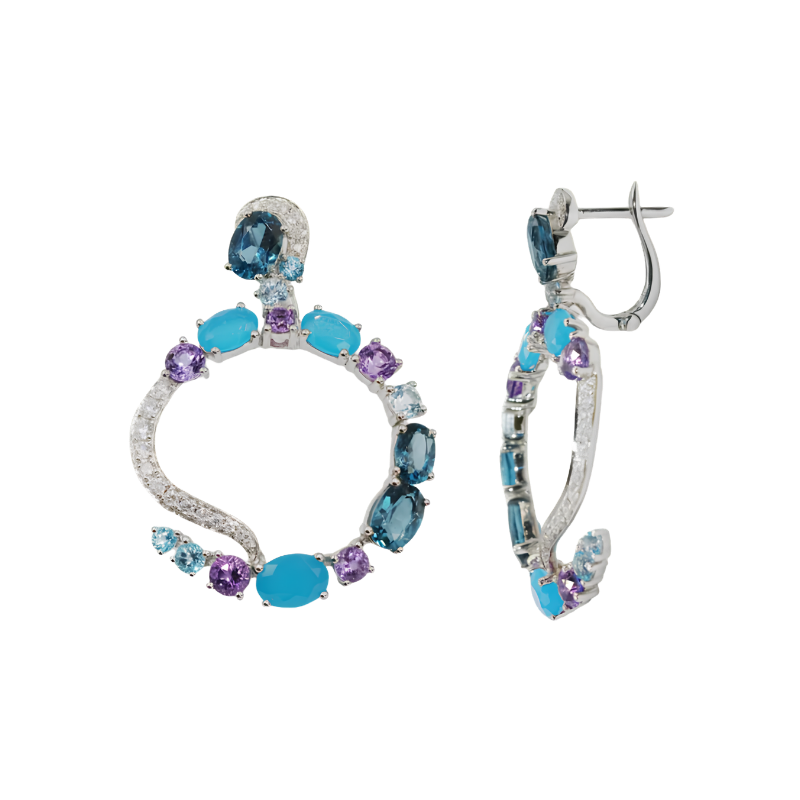 Multi Stone Diamond Earrings For Women