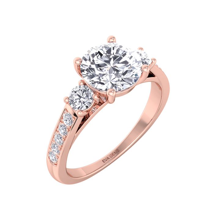 Sustainable three-stone diamond ring by Eva Gems