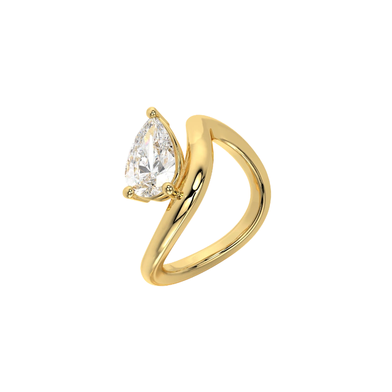Sculpted Grace: 1.54 ct Pear Lab Diamond Solitaire Ring in 18K Gold