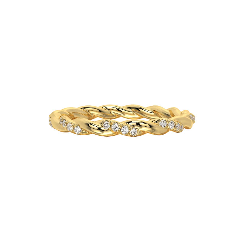 Twisted Elegance: Diamond Braided Band Ring in 18K Gold