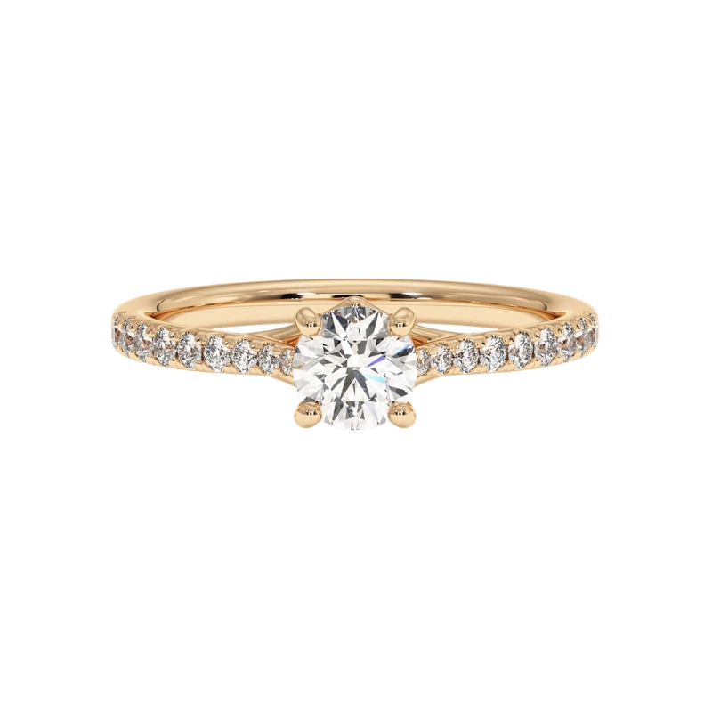 Valentina Pavé Ring with a Round Solitaire - 1.10 Carat