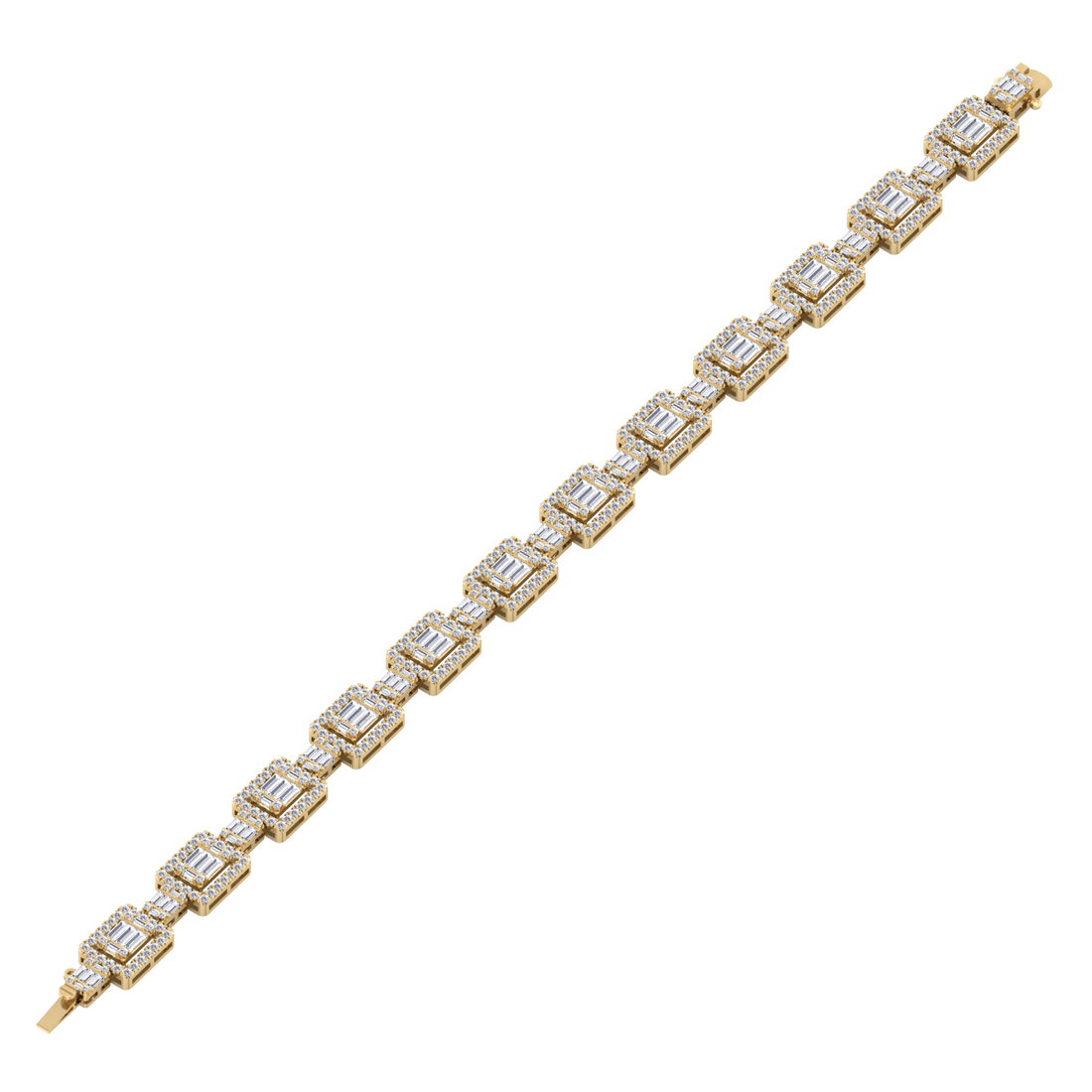Square baguette diamond bracelet in gold