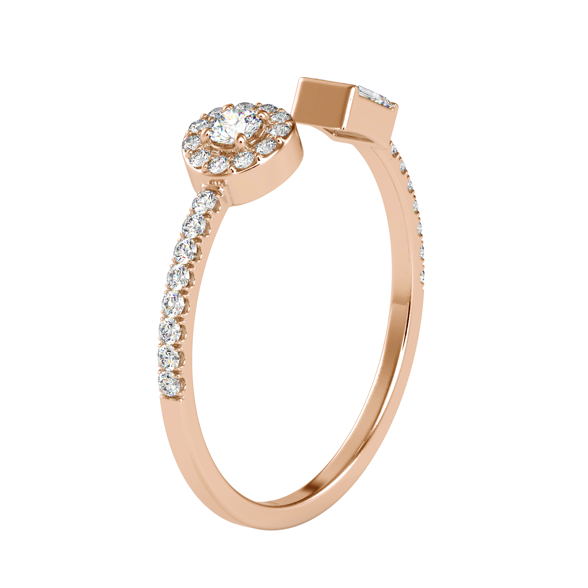 خاتم ألماس كلاسيكي على شكل باغيت | Eva-Gems