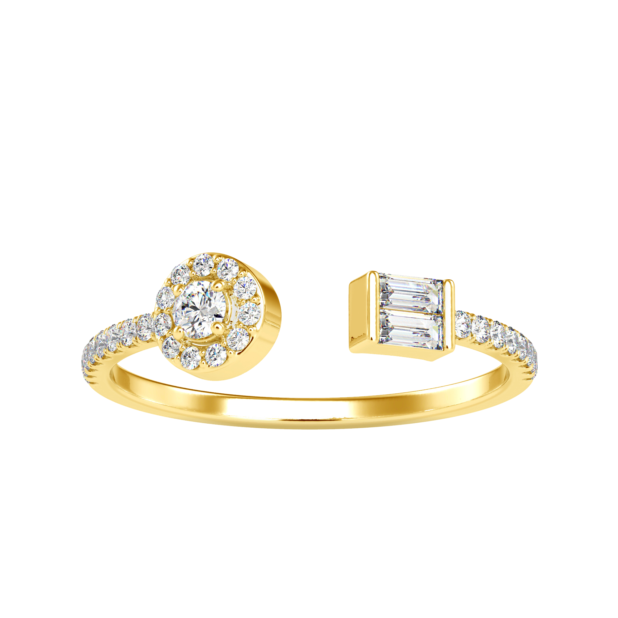 خاتم ألماس كلاسيكي على شكل باغيت | Eva-Gems