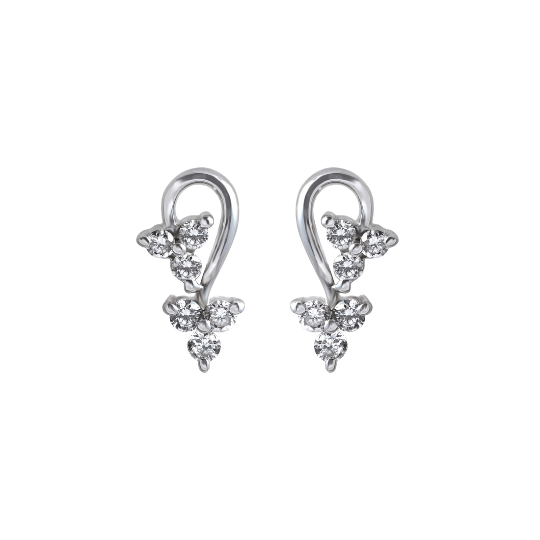 Three flower earrings with sparkling diamonds