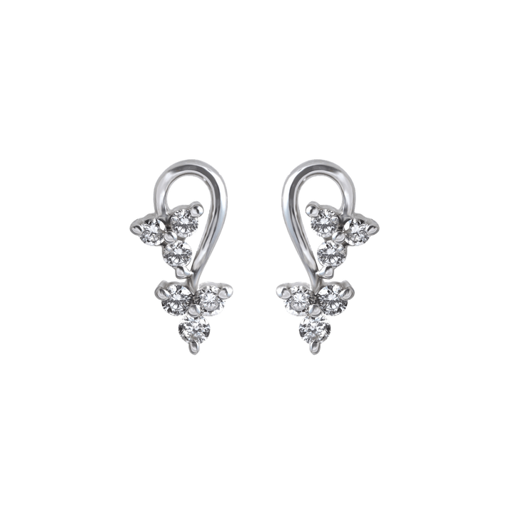 Three flower earrings with sparkling diamonds