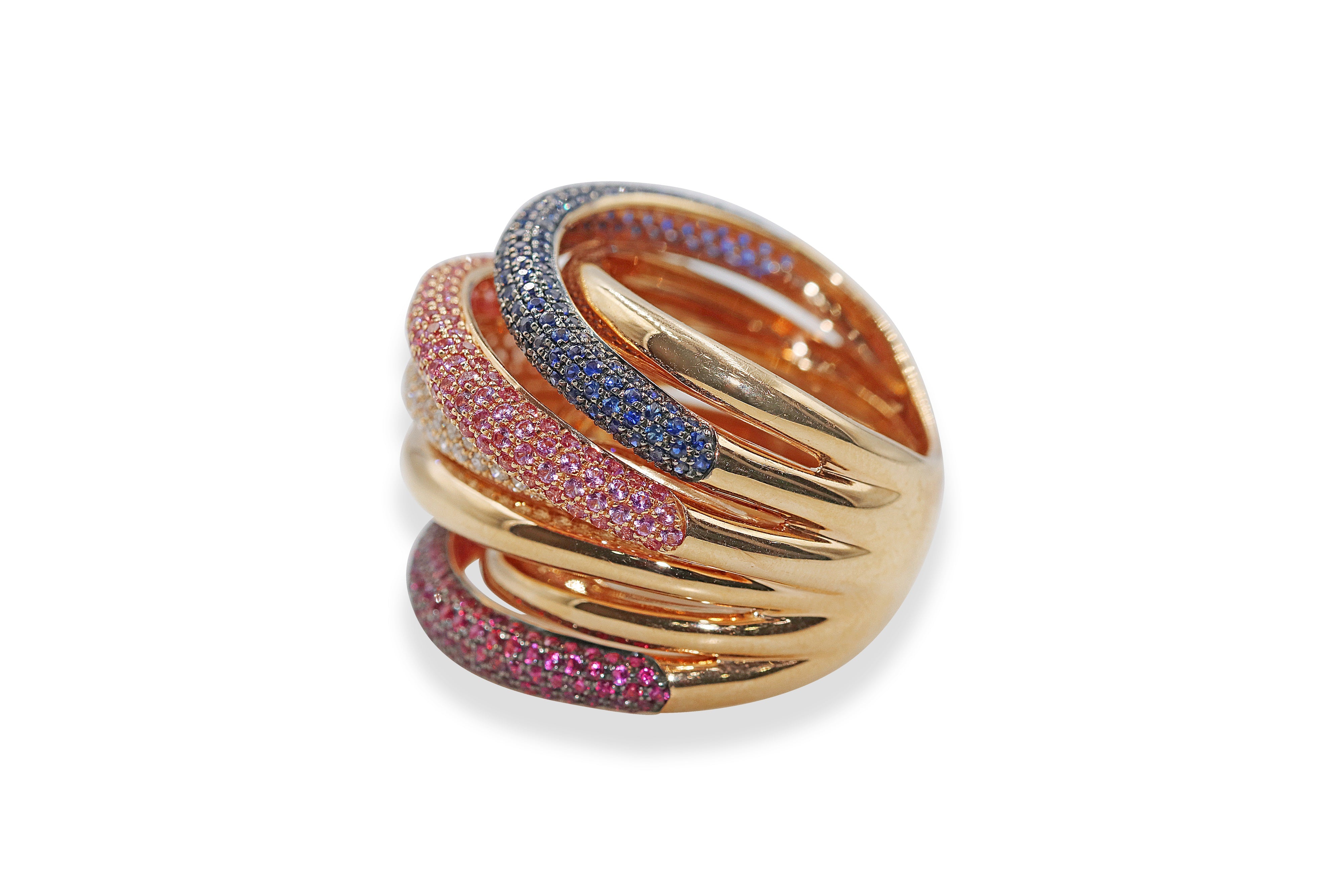 Multi Sapphire Cross Ring For Women