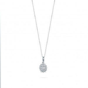 Oval Cluster Diamond Necklace For Women