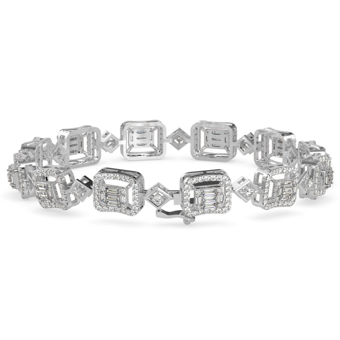 Buy Emerald Cut Baguette Diamond Bracelet For Women