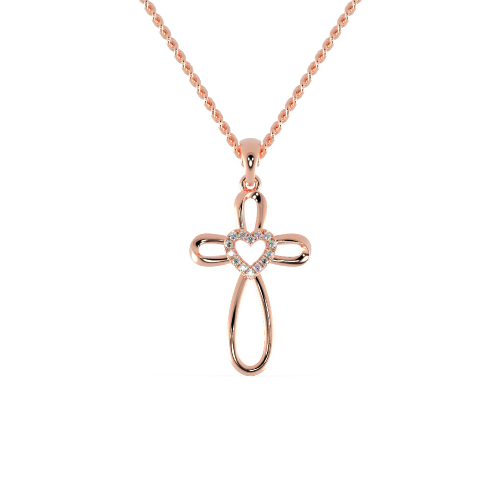 Buy Heart Cross Diamond Necklace For Women