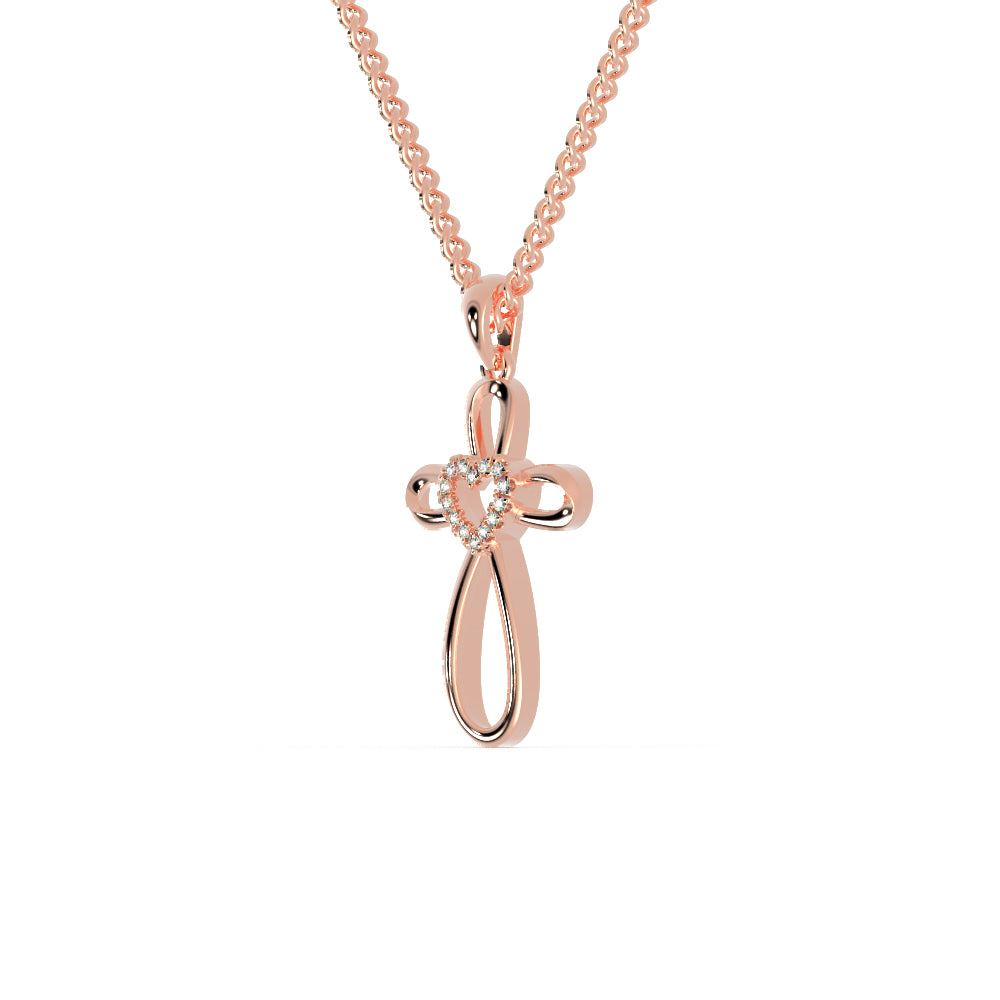 Buy Heart Cross Diamond Necklace For Women