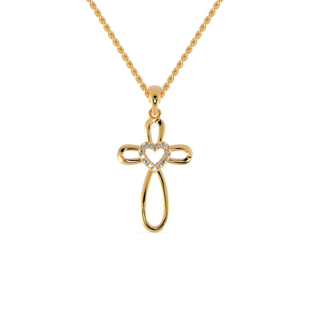 Buy Heart Cross Diamond Necklace For Women