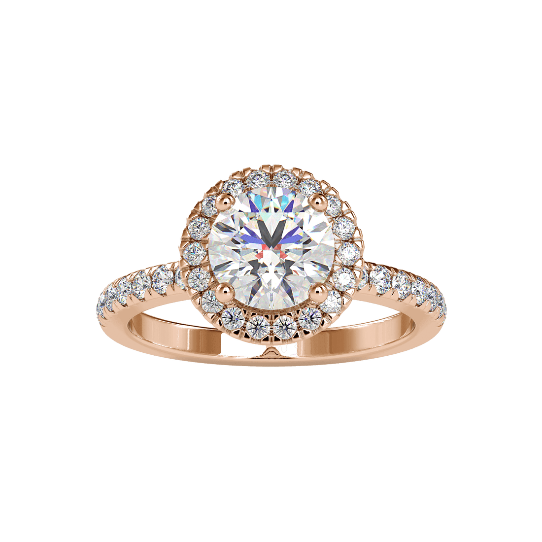 Buy Classic Solitaire Halo Ring | Eva-Gems Ring Eva Gems Rose Gold 3(14.0mm)
