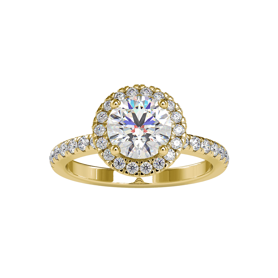 Buy Classic Solitaire Halo Ring | Eva-Gems Ring Eva Gems Yellow Gold 3(14.0mm)