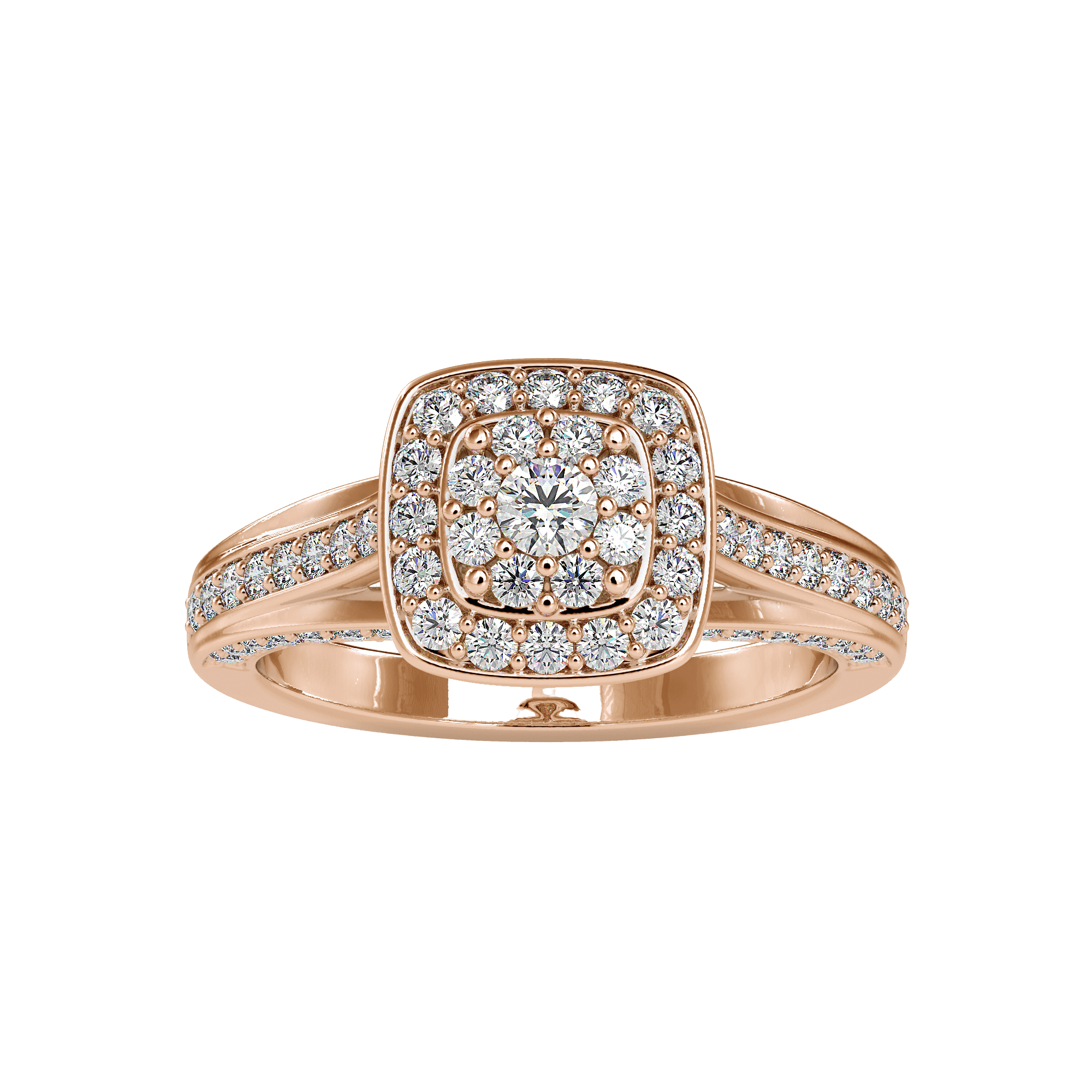 Buy Cushion Cluster Diamond Ring For Women Ring Eva Gems 3(14.0mm) Rose Gold