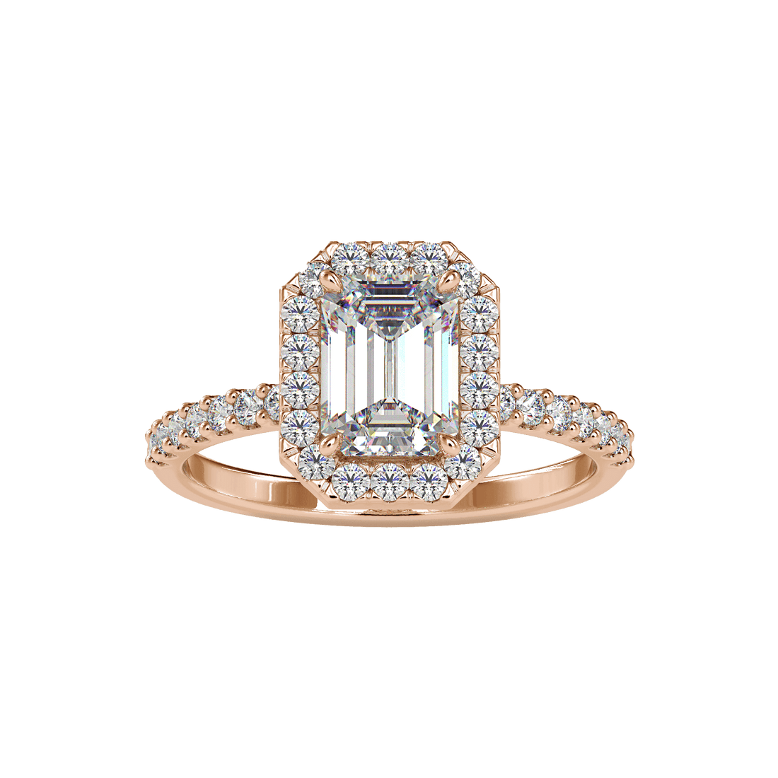 Buy Emerald Cut Engagement Ring For Women Ring Eva Gems Rose Gold 3(14.0mm)