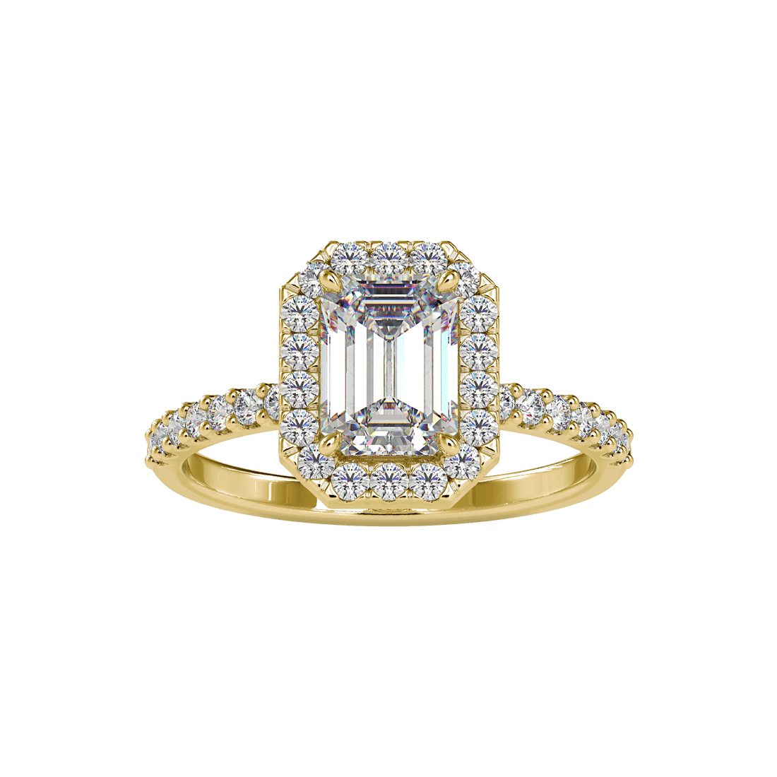 Buy Emerald Cut Engagement Ring For Women Ring Eva Gems Yellow Gold 3(14.0mm)