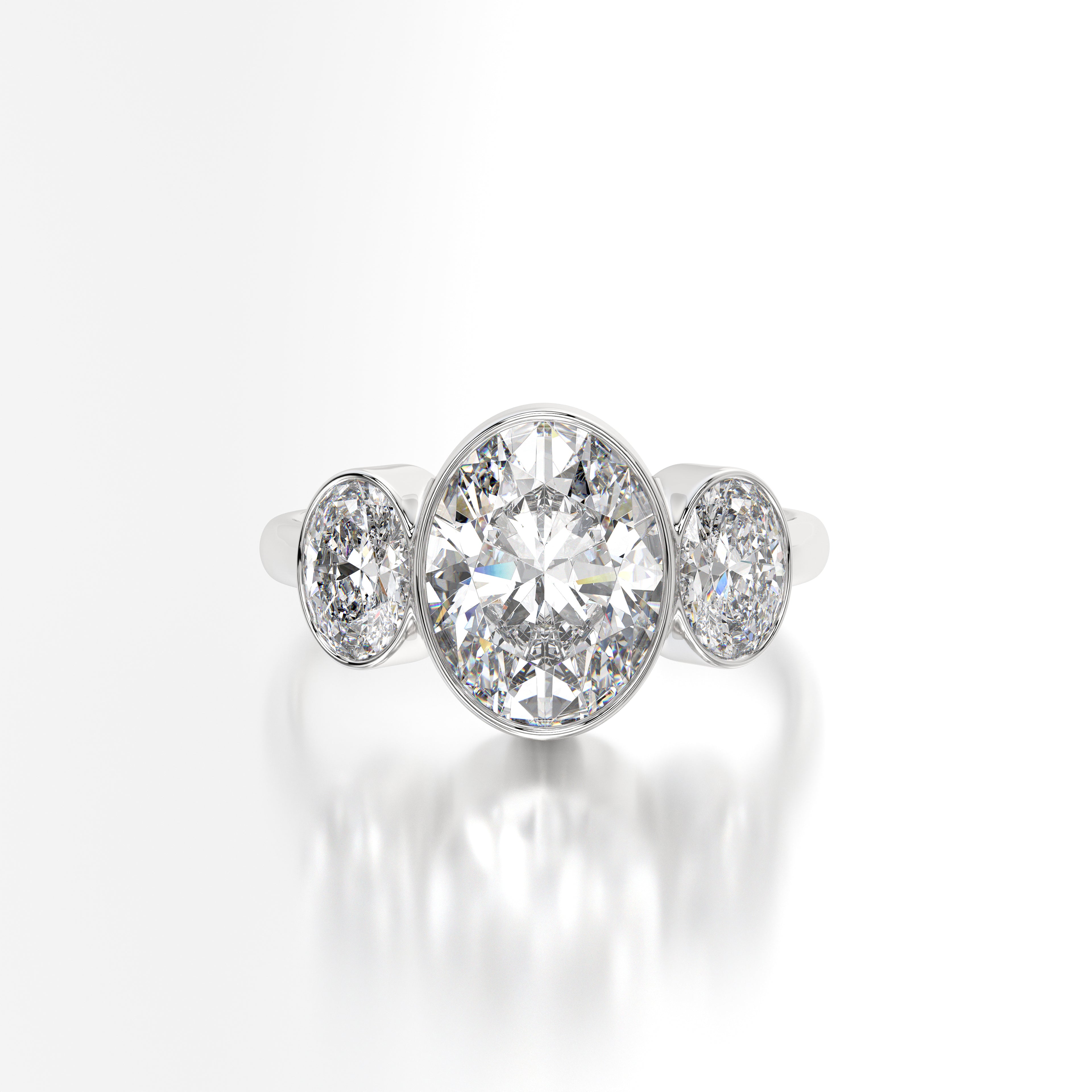 Modern Mosaic: 3.25 ct Oval Lab-Grown Diamond Ring in 18K Gold