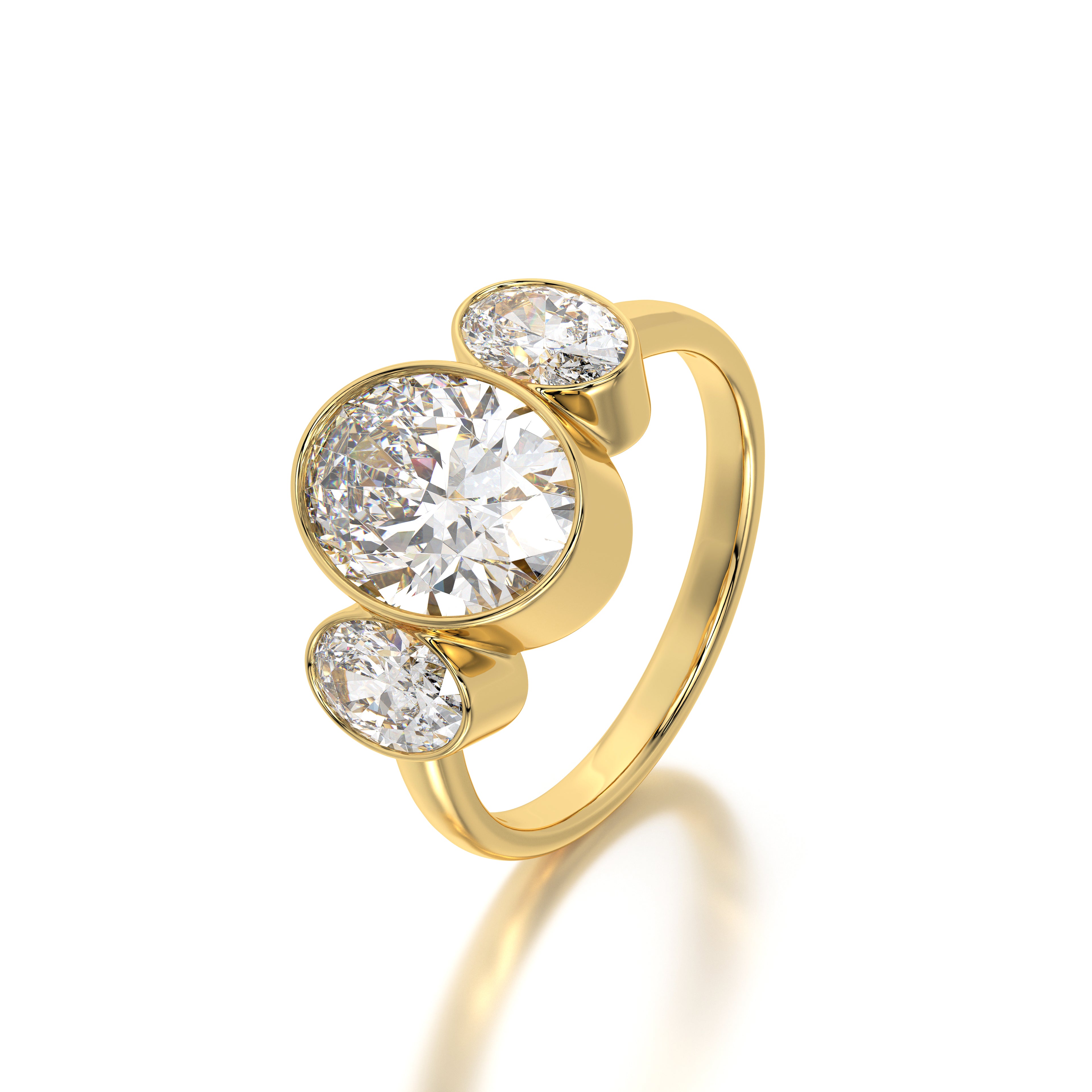 Modern Mosaic: 3.25 ct Oval Lab-Grown Diamond Ring in 18K Gold