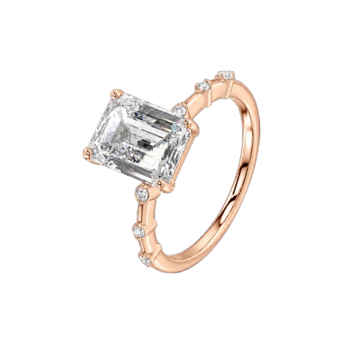 Emerald Starlight: 2.85 ct Lab-Grown Diamond Ring with Side Accents