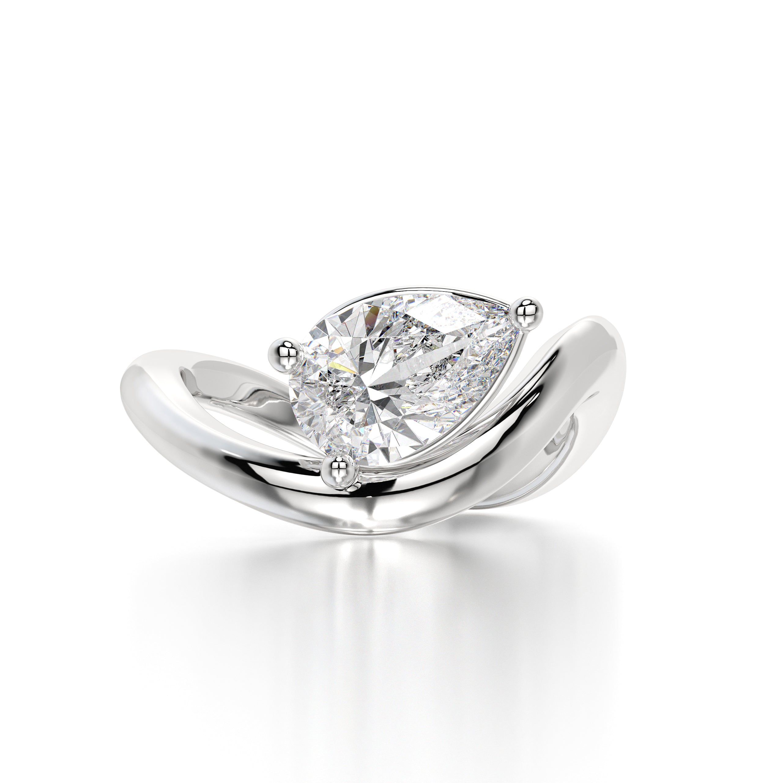 Sculpted Grace: 1.54 ct Pear Lab Diamond Solitaire Ring in 18K Gold