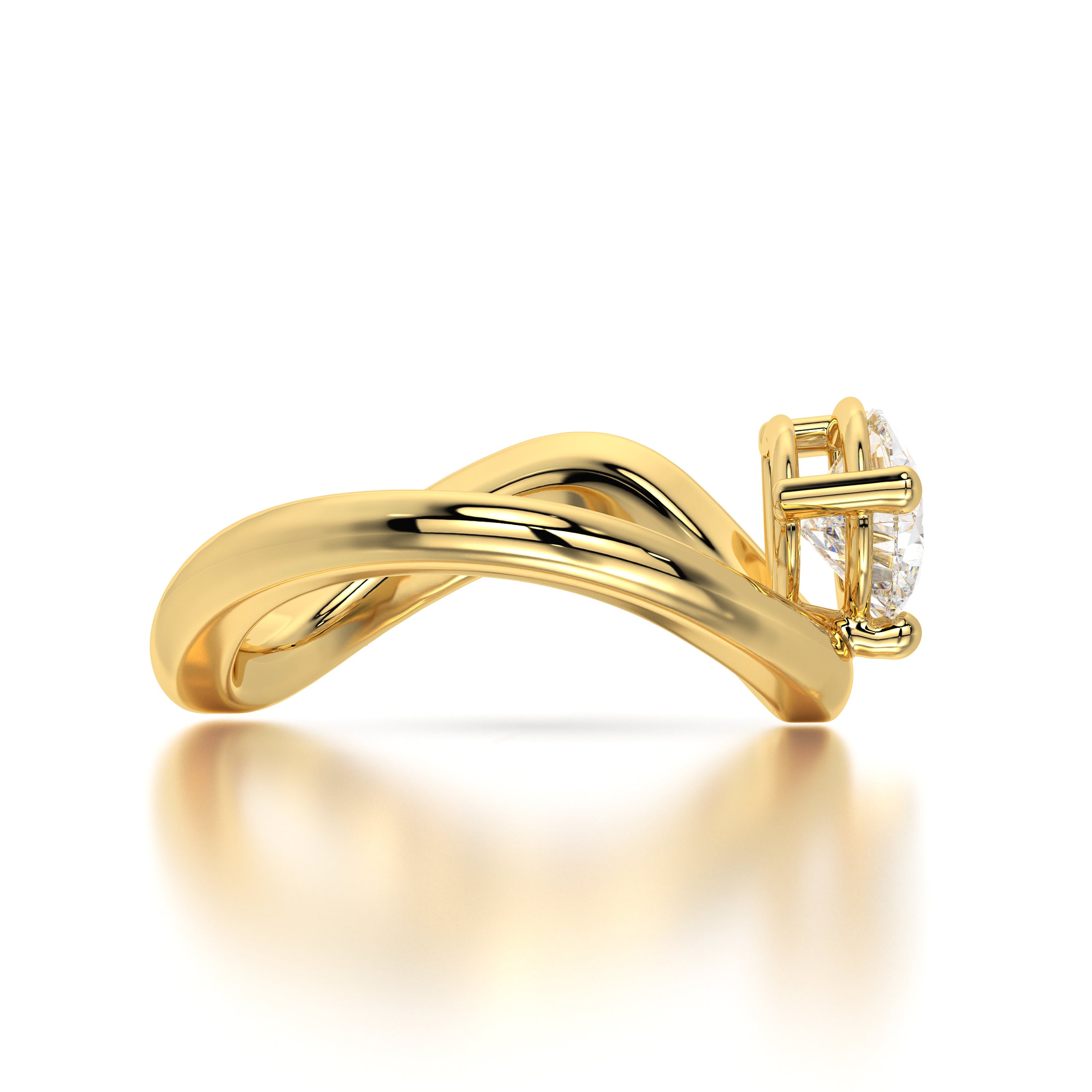Sculpted Grace: 1.54 ct Pear Lab Diamond Solitaire Ring in 18K Gold