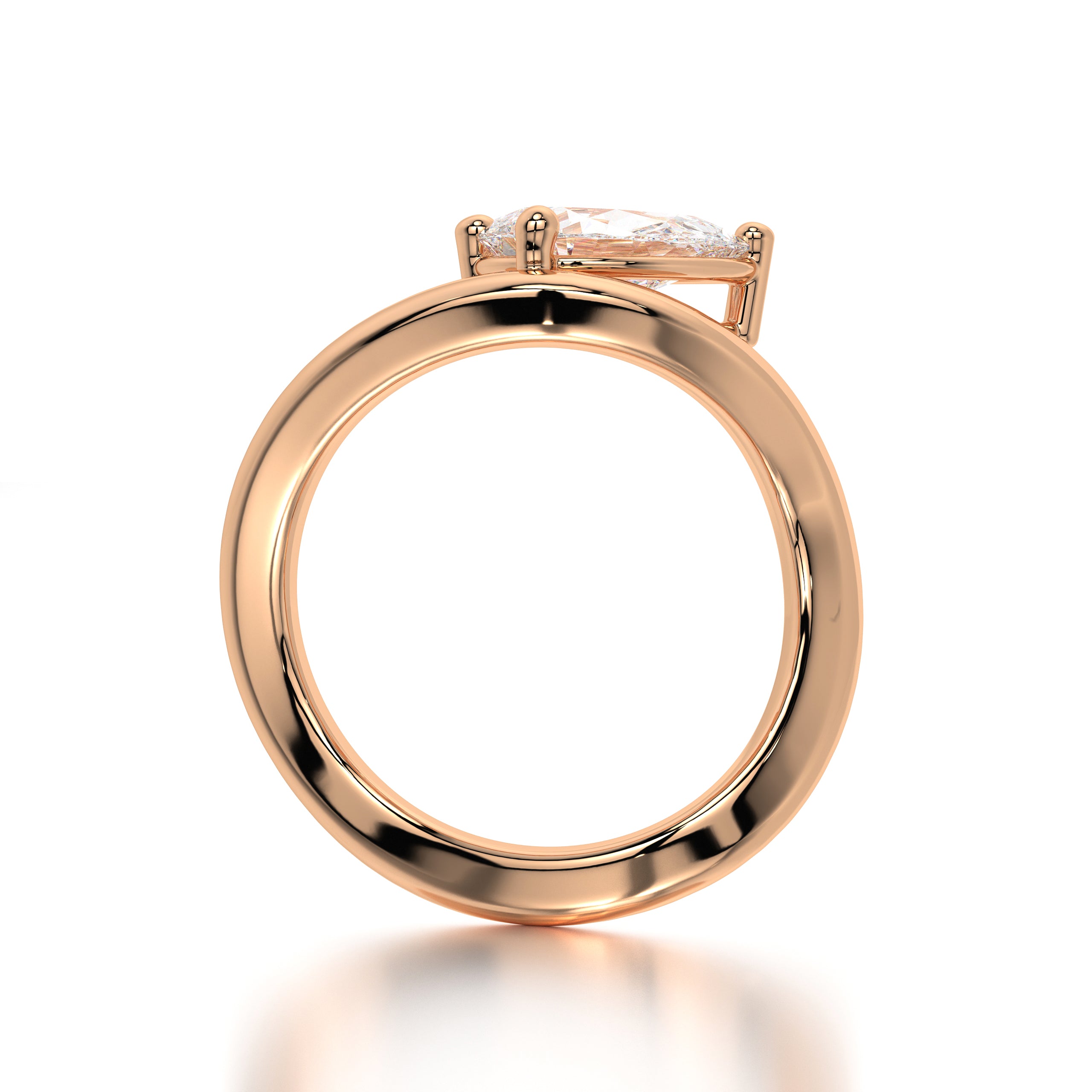 Macro shot of the diamond prongs and setting, demonstrating the precision craftsmanship of EVA GEMS’ signature modern solitaire collection.