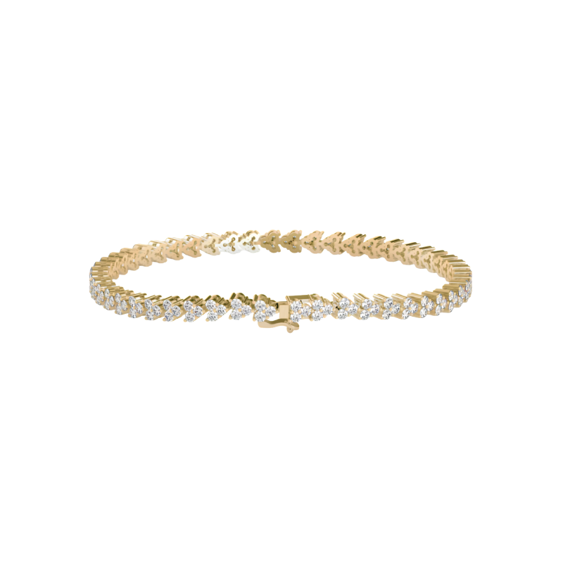 Cluster Trinity Leaf Diamond Bracelet For Women