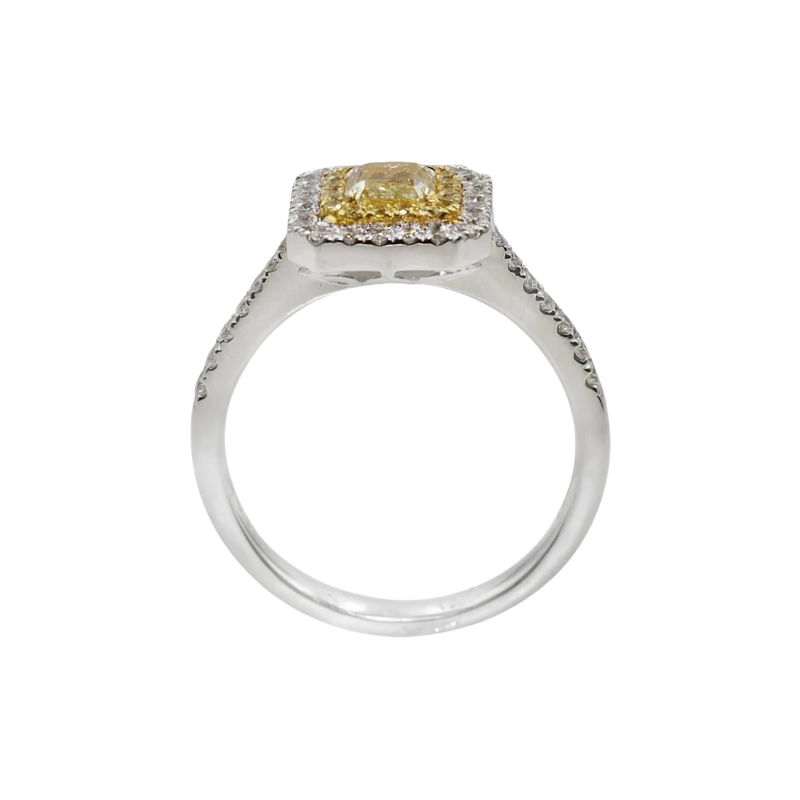 Halo Yellow Diamond Ring For Women