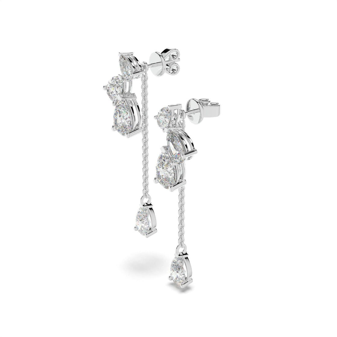 Luxury 4.60 carat diamond drop earrings with pear shape diamonds,  Elegant white gold diamond dangle earrings F-G color VVS-VS clarity, High jewelry diamond drop earrings 4.60 carats total weight