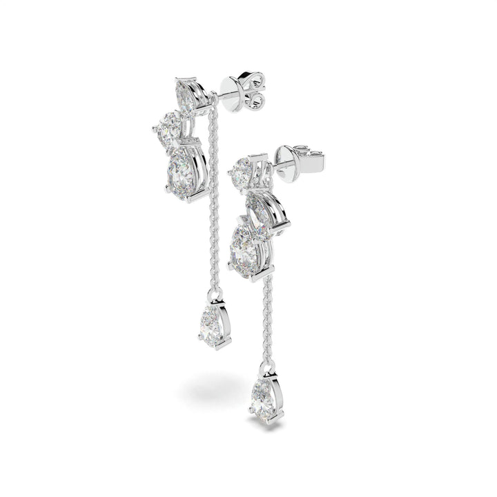 Luxury 4.60 carat diamond drop earrings with pear shape diamonds,  Elegant white gold diamond dangle earrings F-G color VVS-VS clarity, High jewelry diamond drop earrings 4.60 carats total weight