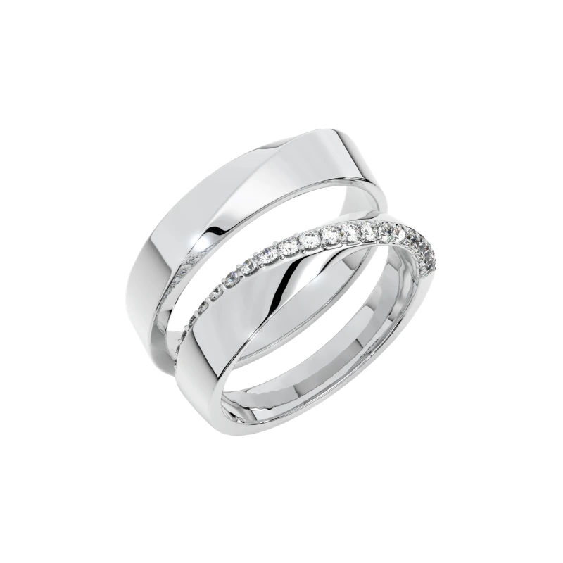Elegant Couple Diamond Wedding Bands Set