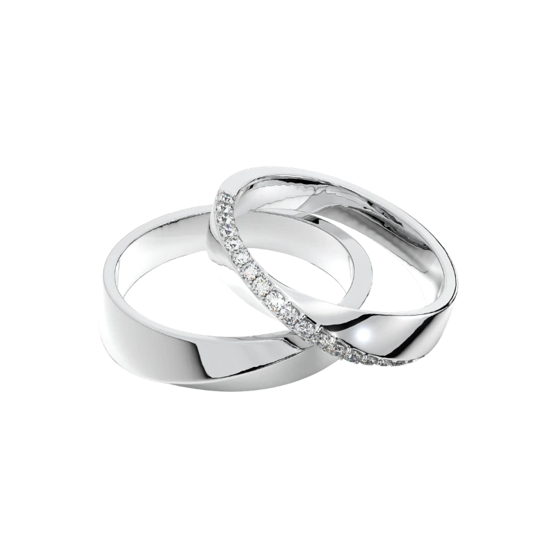 Elegant Couple Diamond Wedding Bands Set