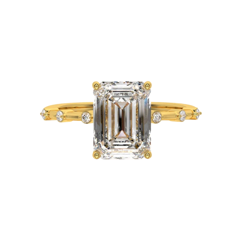 Emerald Starlight: 2.85 ct Lab-Grown Diamond Ring with Side Accents