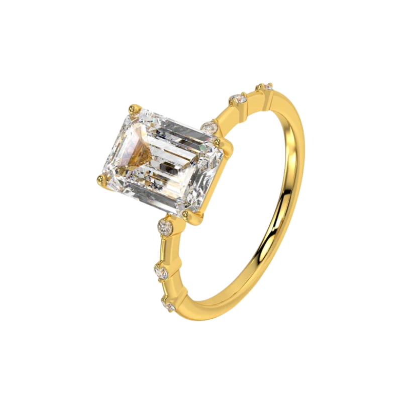 Emerald Starlight: 2.85 ct Lab-Grown Diamond Ring with Side Accents