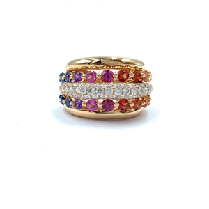 Multi Color. Sapphire Diamond Ring