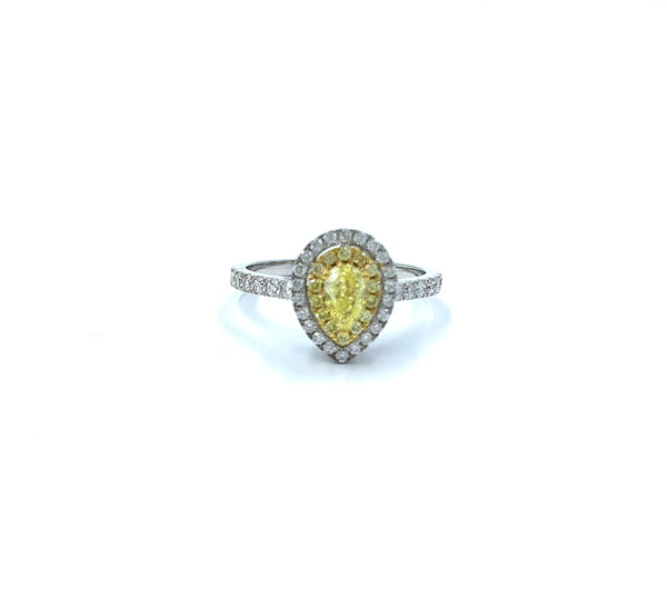 Pear shape Fancy Yellow Diamond Ring