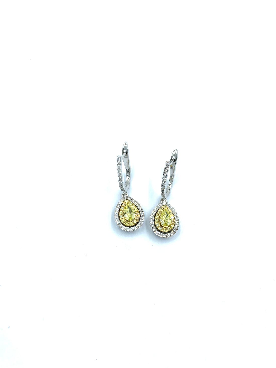 Pear Shape Fancy Yellow Diamond Earring