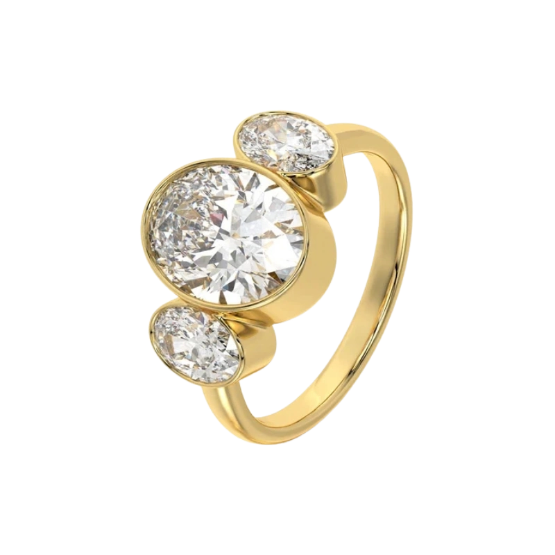 Modern Mosaic: 3.25 ct Oval Lab-Grown Diamond Ring in 18K Gold